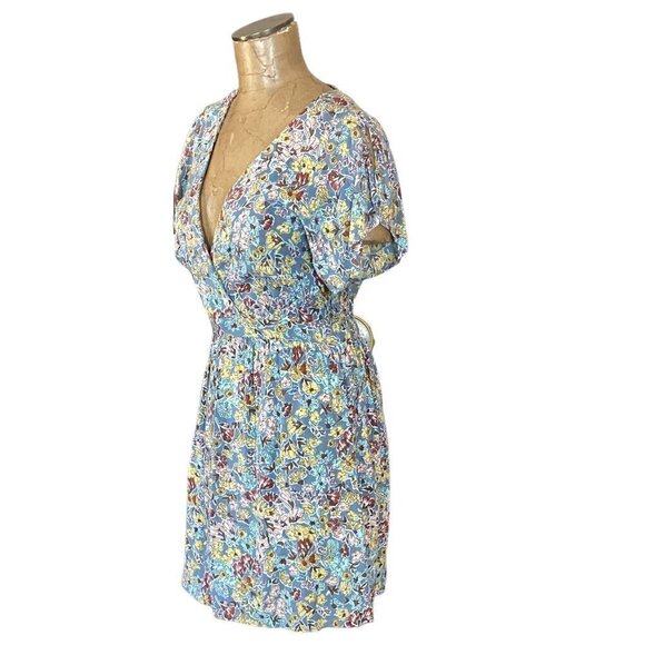 Angie Floral Surplice V-Neck Mini Dress Sz XL #294L - Picture 4 of 7